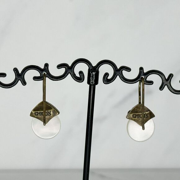 Chico's Gold Tone Rhinestone Dangle Earrings Pierced Pair - Picture 6 of 12